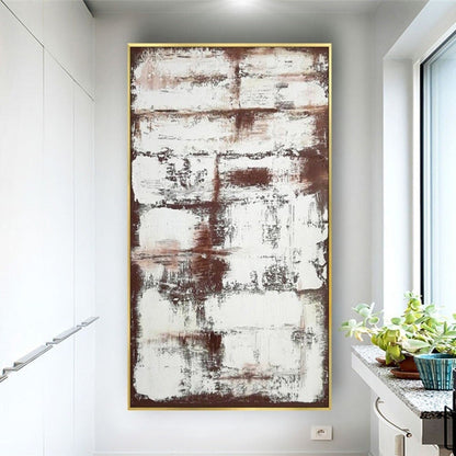 Brown White Minimalist 100% Hand Painted Artwork