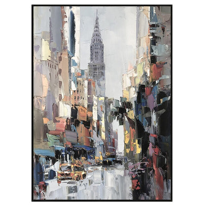Beautiful City Street View Palette Knife Painting