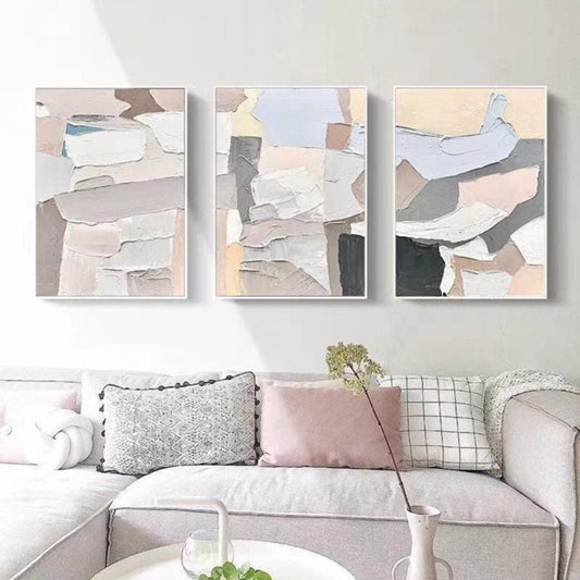 Neutral Colour Block 100% Hand Painted Minimal Art