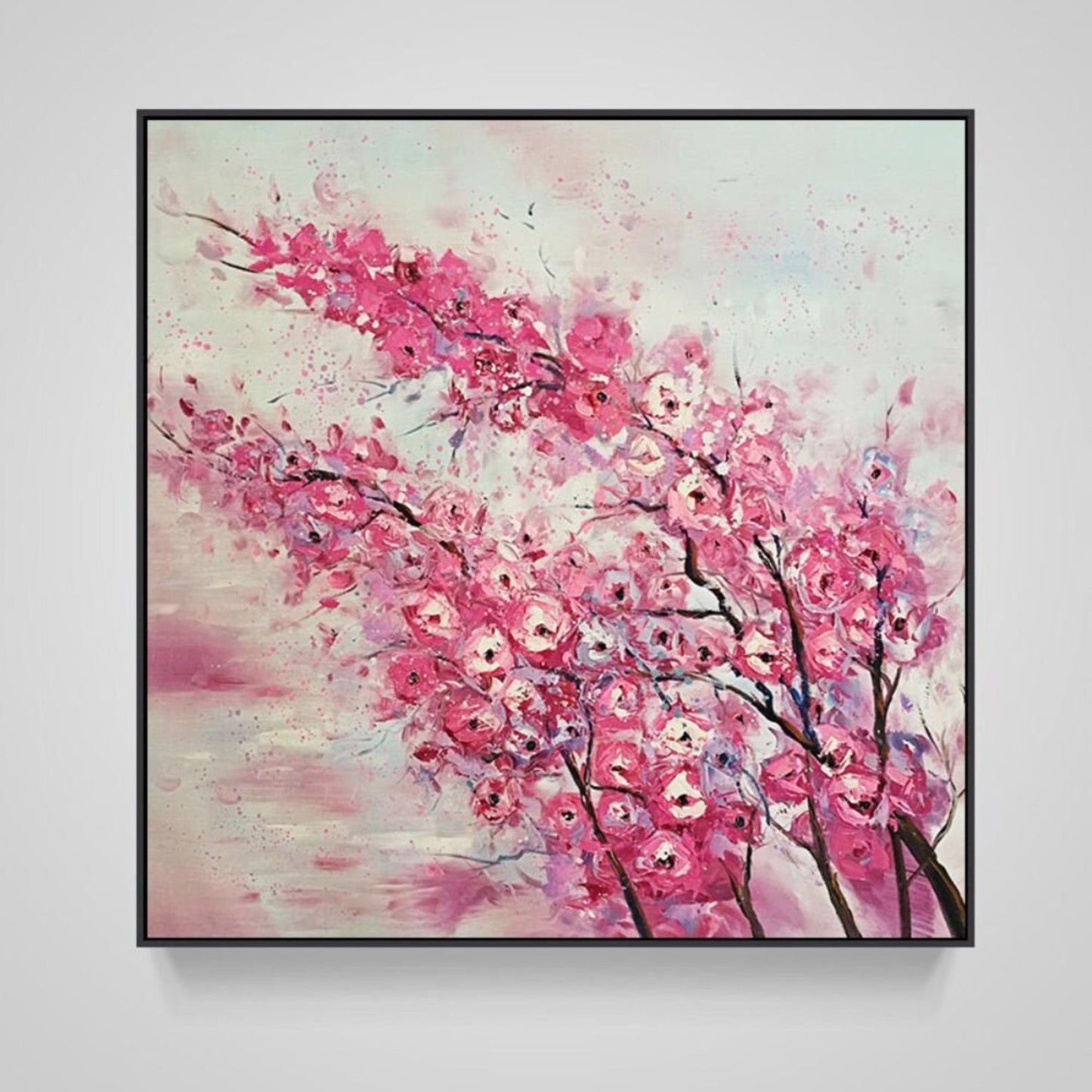 Pink Blossom Floral Tree Branch Abstract Painting