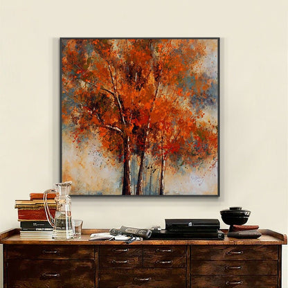 Acrylic Autumn Birch Trees Contemporary Painting