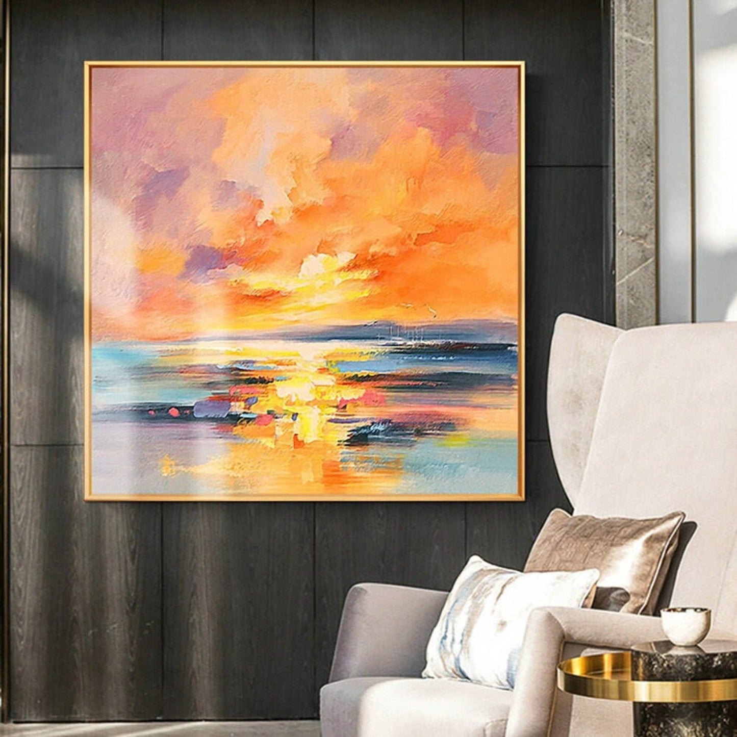 Modern Seascape Acrylic Sunset Landscape Painting