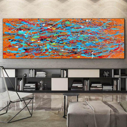 Large Colourful Abstract Pollock Style Replica Oil Painting