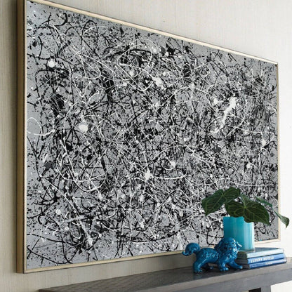 Abstract Grey 100% Hand Painted Action Painting