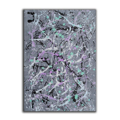 Grey Drip Style 100% Hand Painted Pollock Style Replica Art