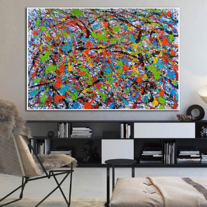 Colourful Pollock Style Replica 100% Hand Painted Wall Art