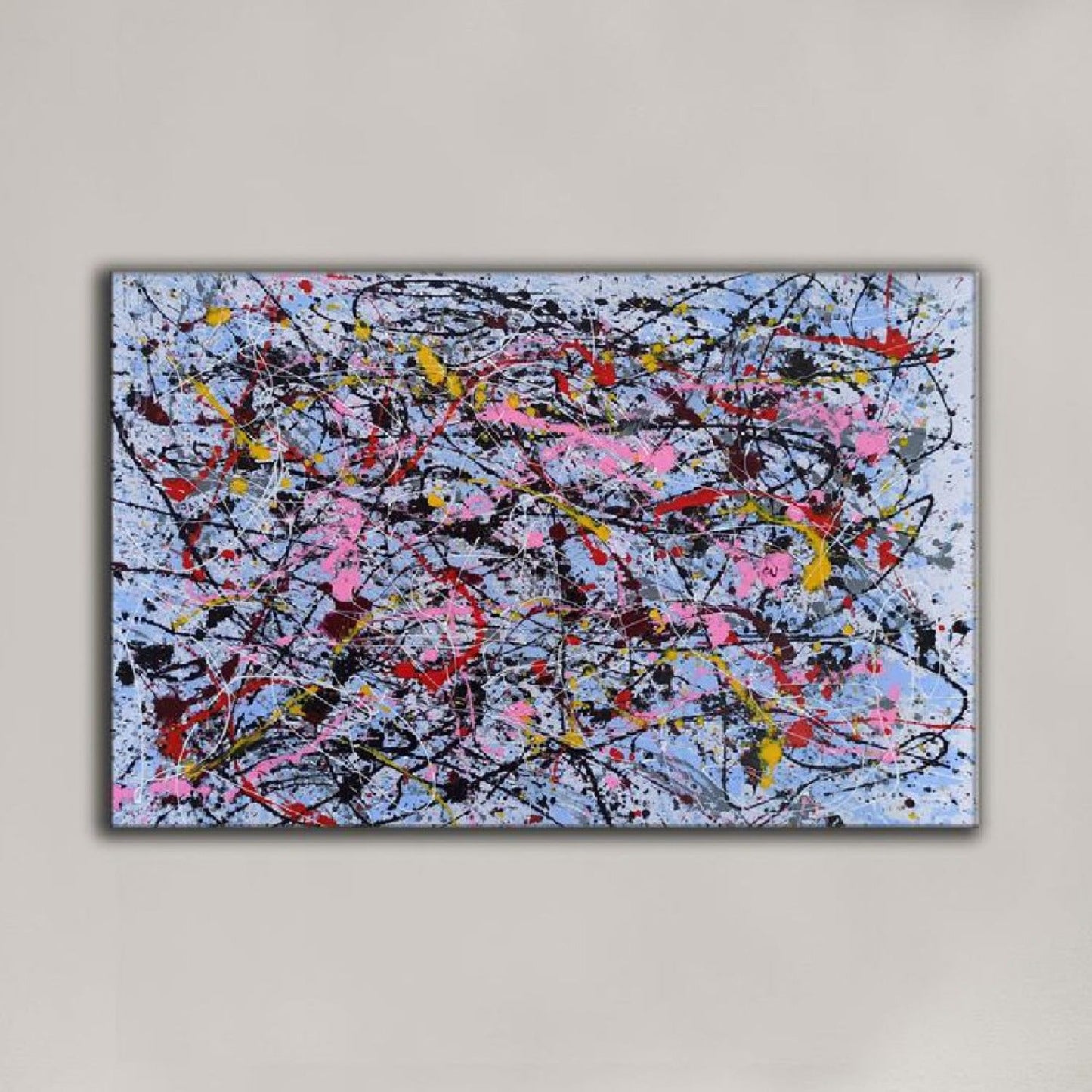 Unique Abstract Oil Painting Emulating Pollock's Technique