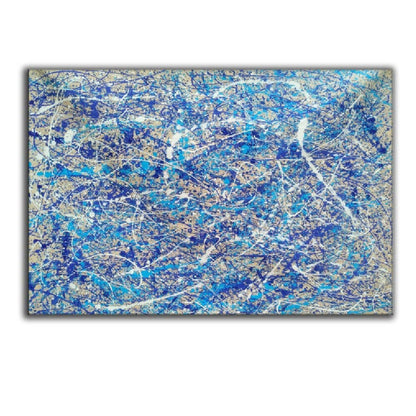 Jackson Pollock Inspired Blue Acrylic Modern Art