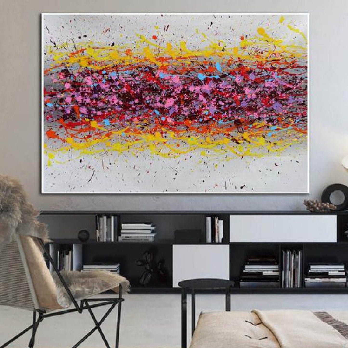 Acrylic Colourful Dripping Art Resembling Pollock's Style