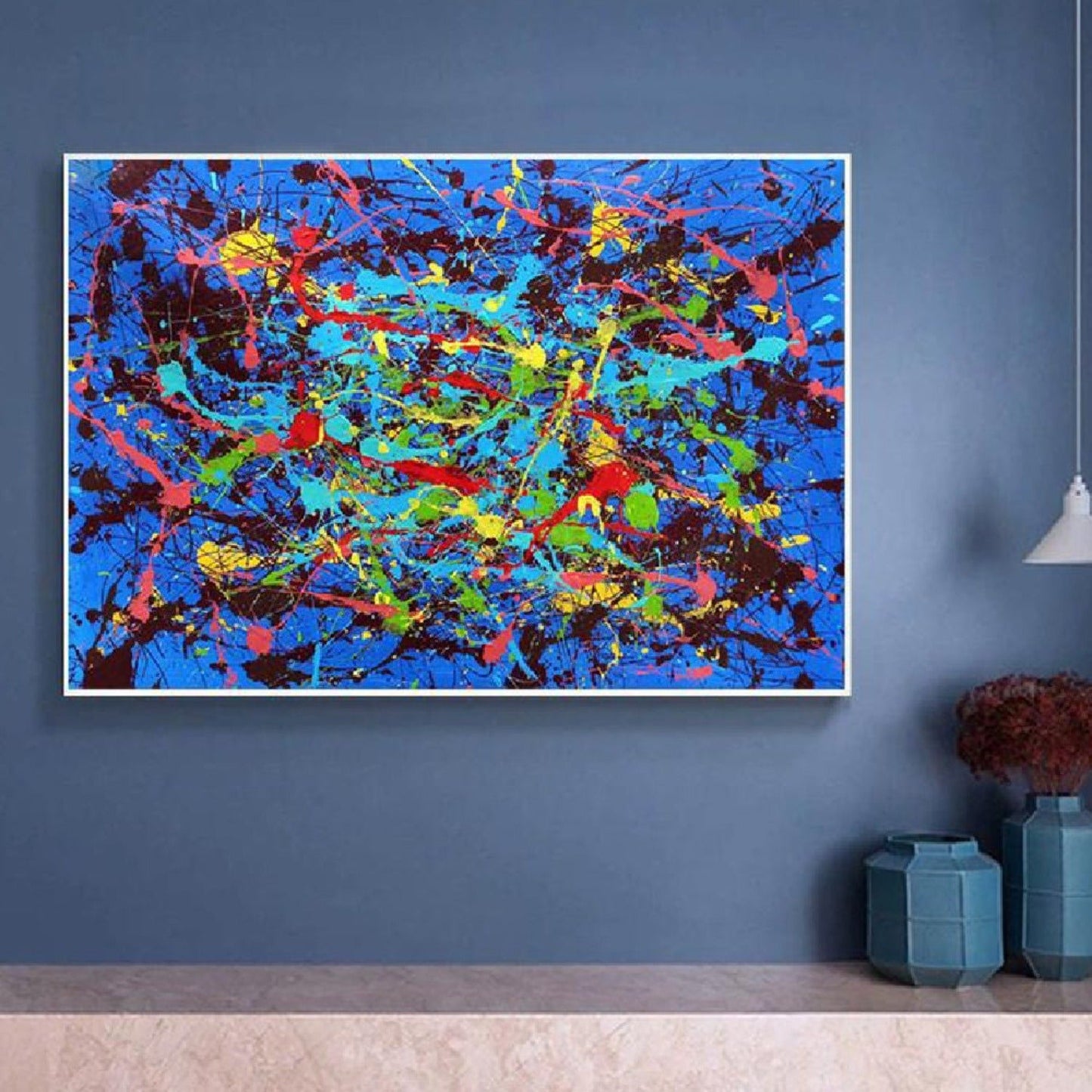 Blue Jackson Pollock Style Replica 100% Hand Painted Art