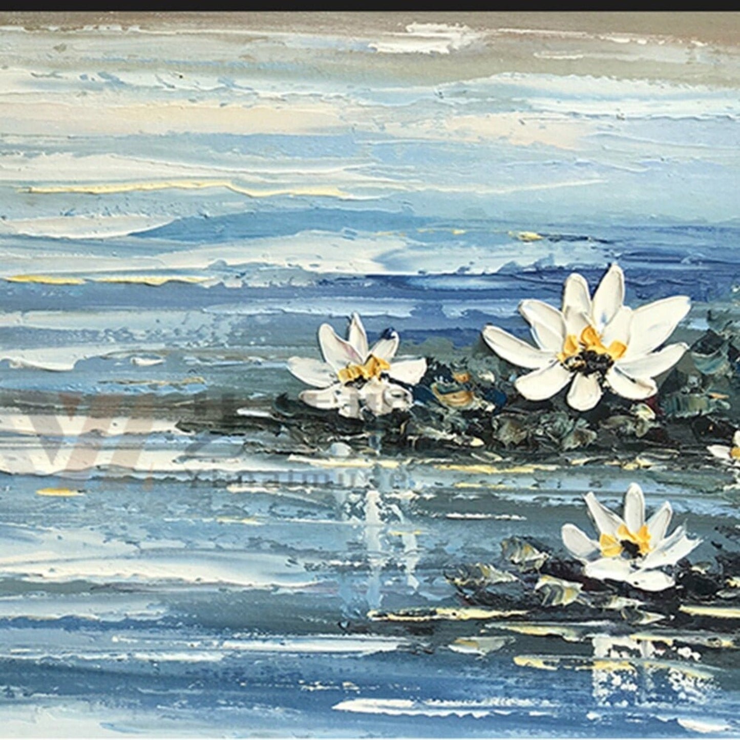 Contemporary White Lotus Flowers 3D Landscape Art