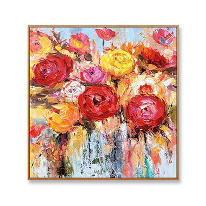 Colourful Blooming Roses Textured Floral Painting