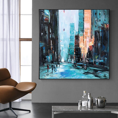 City Street View 100% Hand Painted Abstract Art