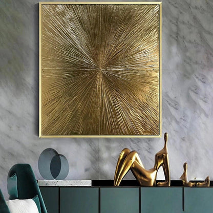 Original Gold Emerging Lines 3D Textured Painting