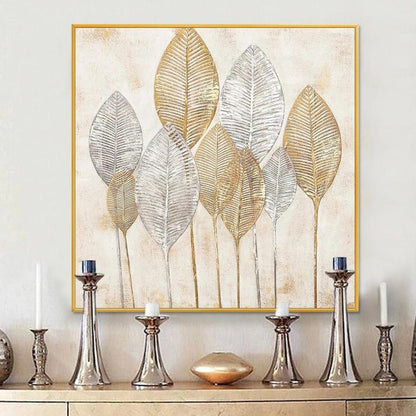 Modern Luxury Gold Silver Leaf Fine Art Painting