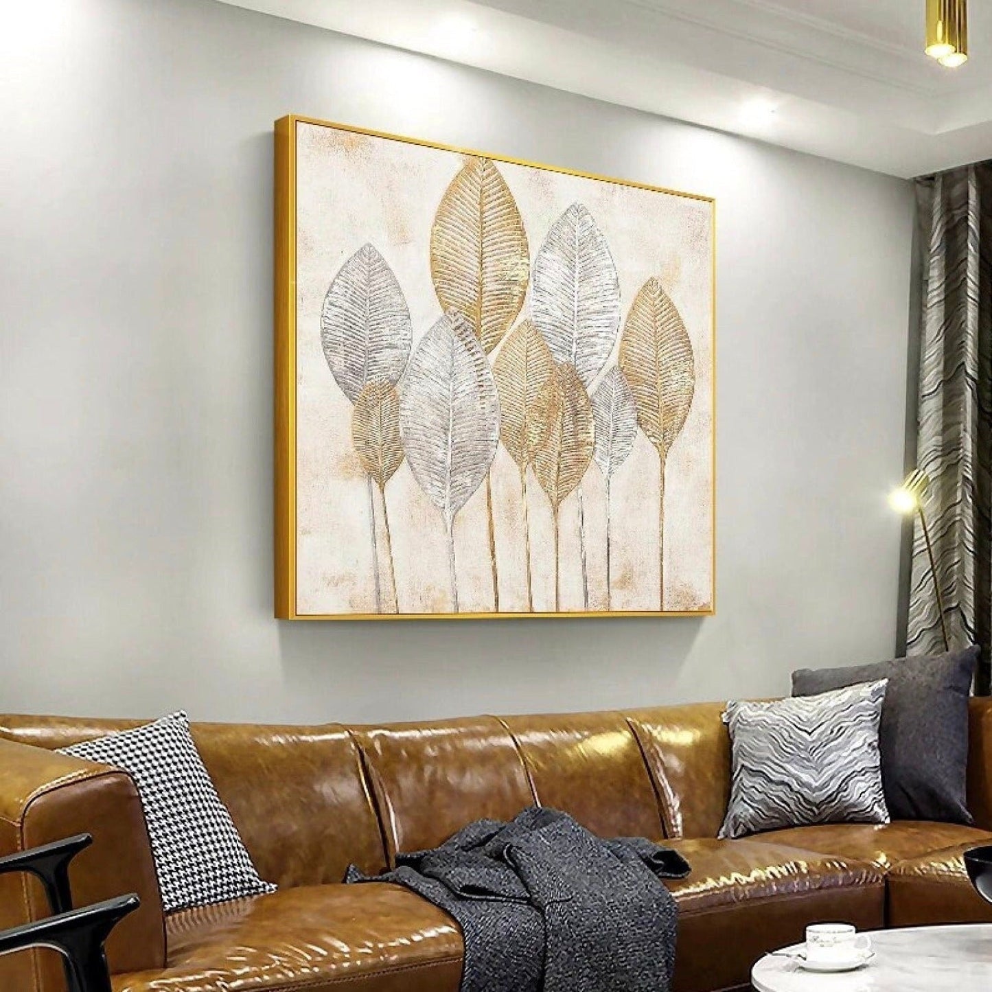 Modern Luxury Gold Silver Leaf Fine Art Painting