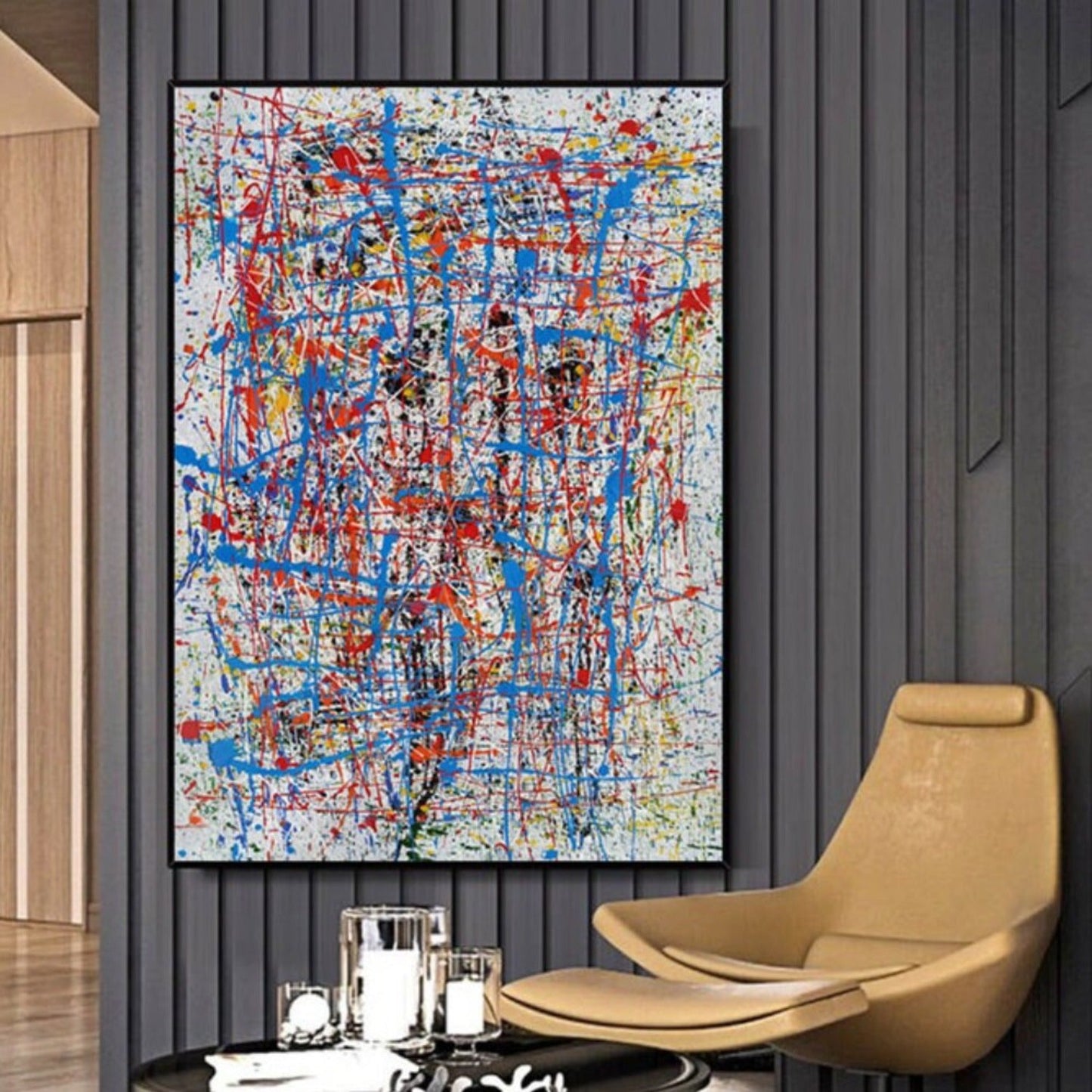 Acrylic Pollock Inspired Hand Painted Abstract Oil Painting