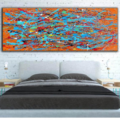 Large Colourful Abstract Pollock Style Replica Oil Painting