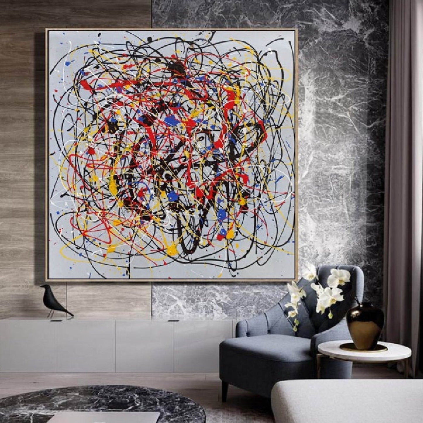 Colourful Modern Wall Art Inspired by Jackson Pollock