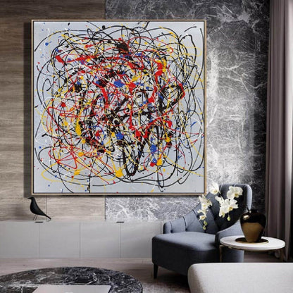 Colourful Modern Wall Art Inspired by Jackson Pollock