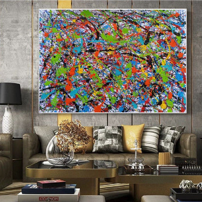 Colourful Pollock Style Replica 100% Hand Painted Wall Art