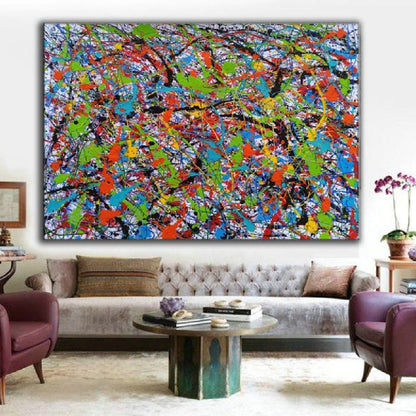 Colourful Pollock Style Replica 100% Hand Painted Wall Art