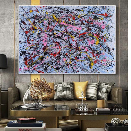 Unique Abstract Oil Painting Emulating Pollock's Technique