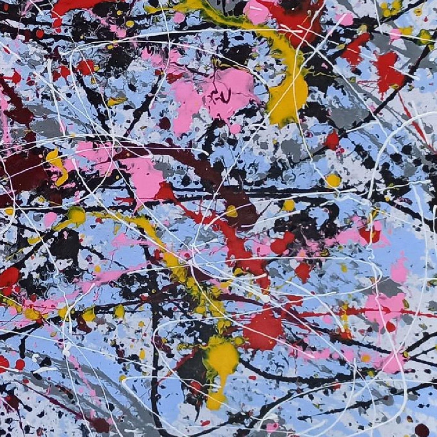 Unique Abstract Oil Painting Emulating Pollock's Technique