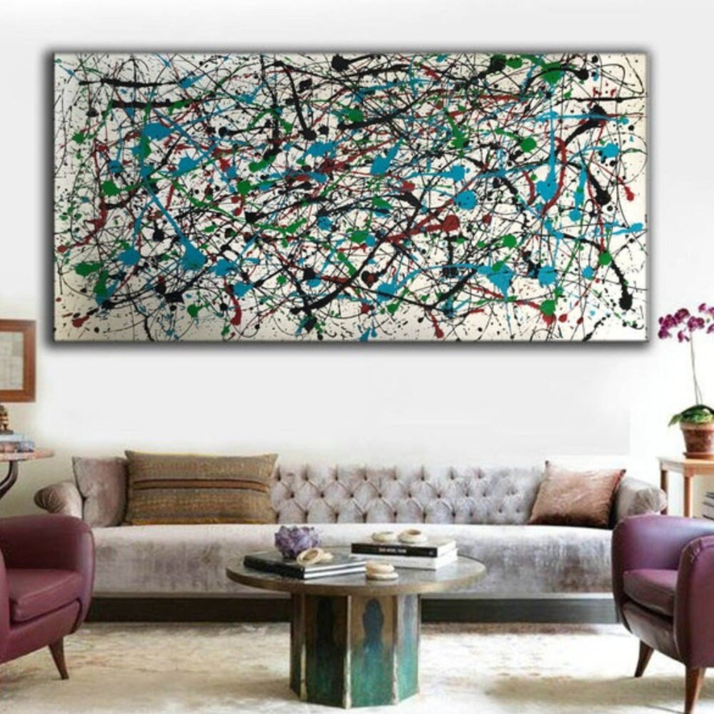 Abstract Drip Oil Painting Inspired by Jackson Pollock