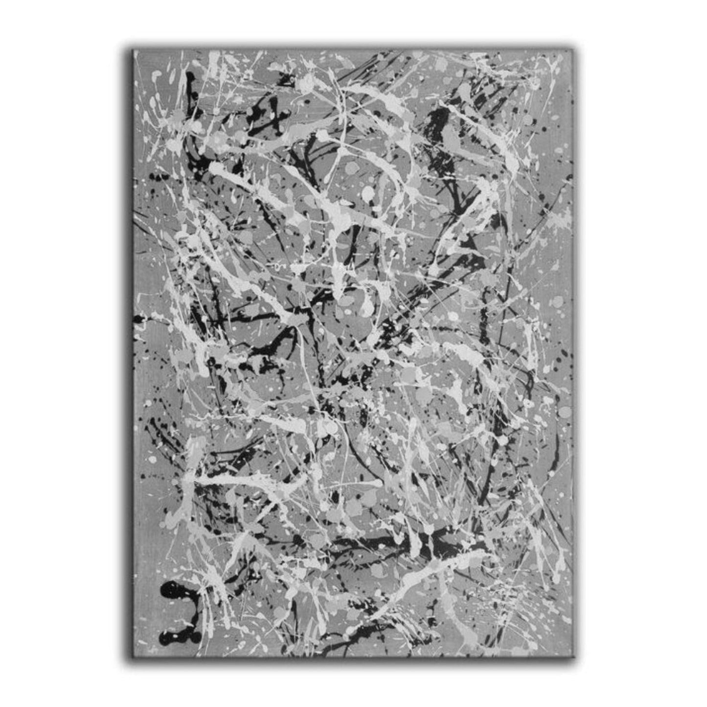 Grey 100% Hand Painted Jackson Pollock Style Inspired Artwork