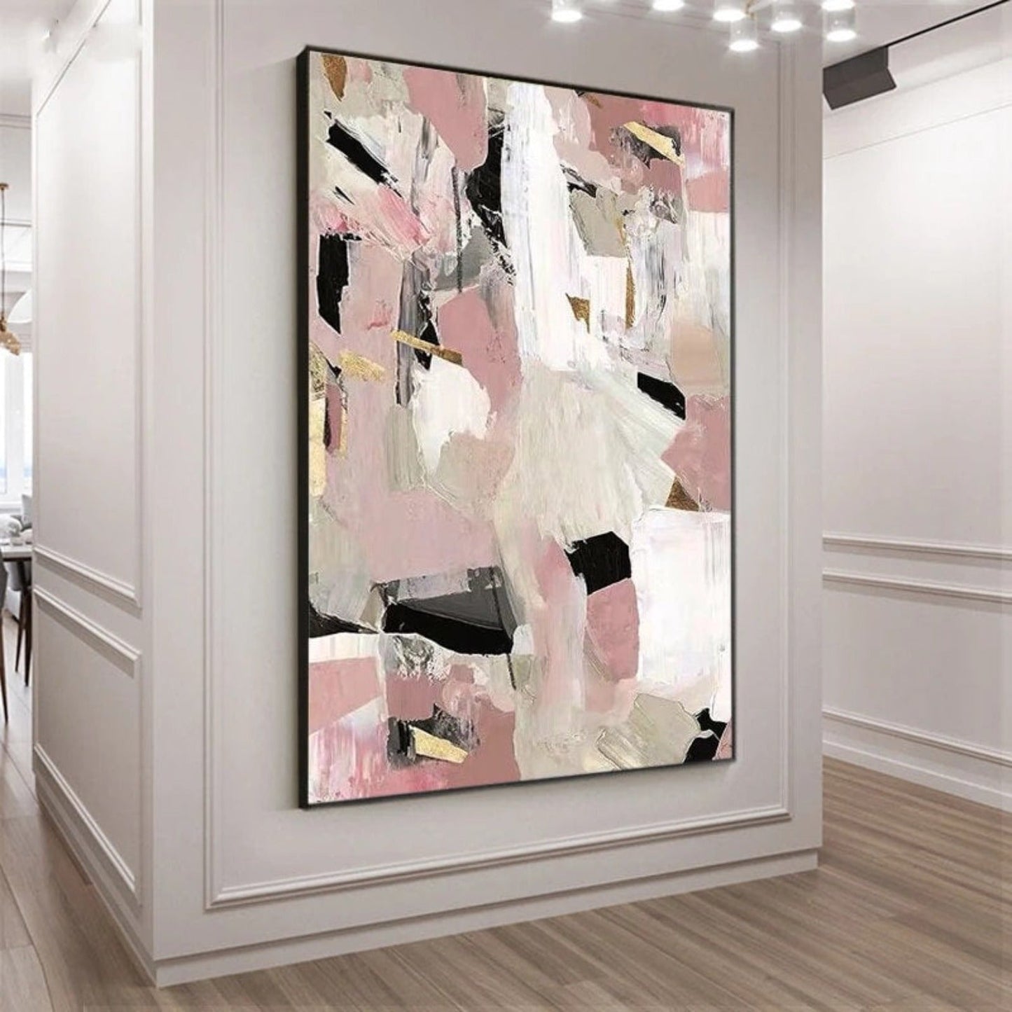 Abstract Light Pink 100% Hand Painted Textured Art