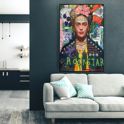 Rockstar Frida Kahlo Hand Painted Pop Art Painting