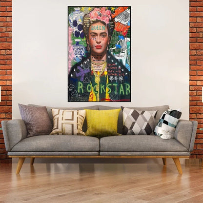 Rockstar Frida Kahlo Hand Painted Pop Art Painting