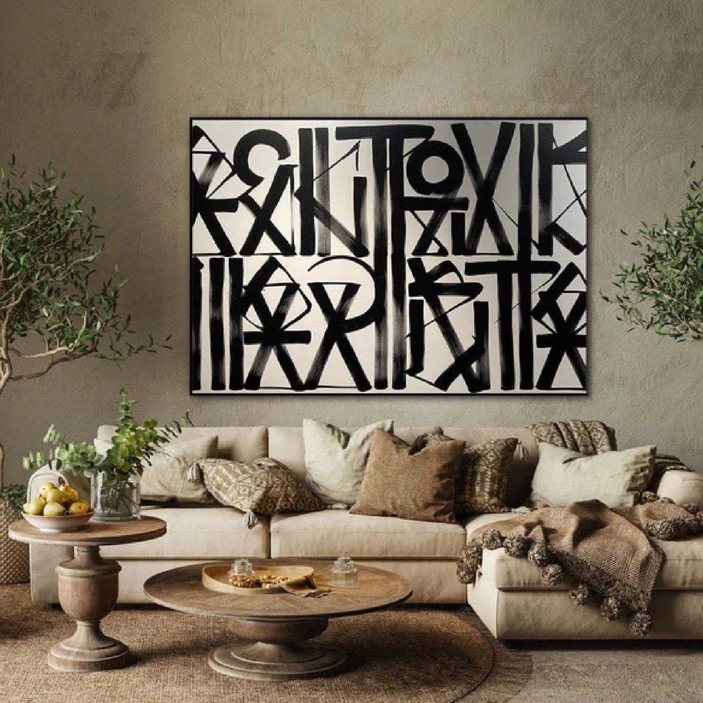 Retna Replica Calligraphy Fonts Abstract Canvas Painting