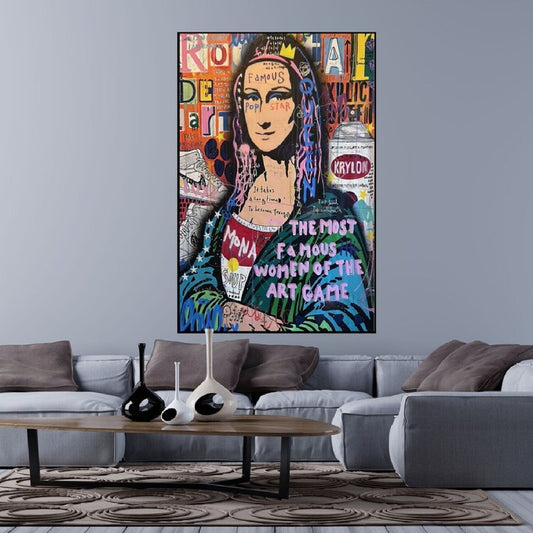 Famous Mona Lisa 100% Hand Painted Graffiti Art