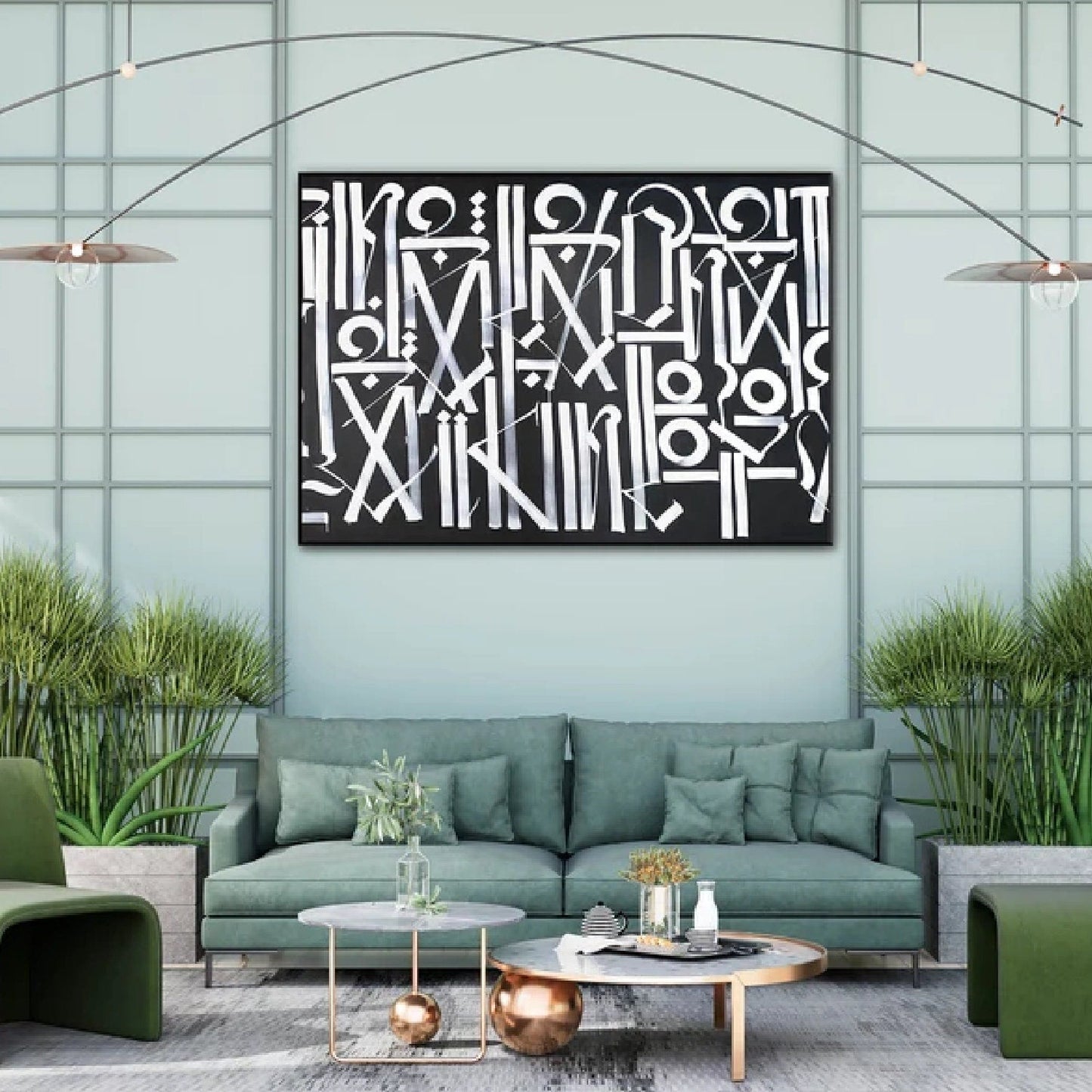 Black and White Retna Replica Calligraffiti Oil Painting