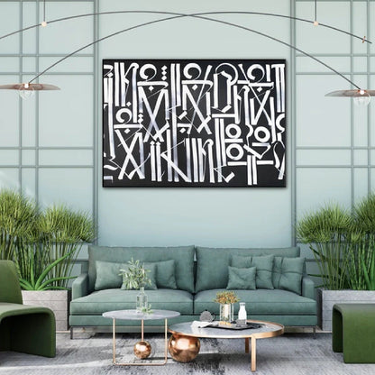 Black and White Retna Replica Calligraffiti Oil Painting