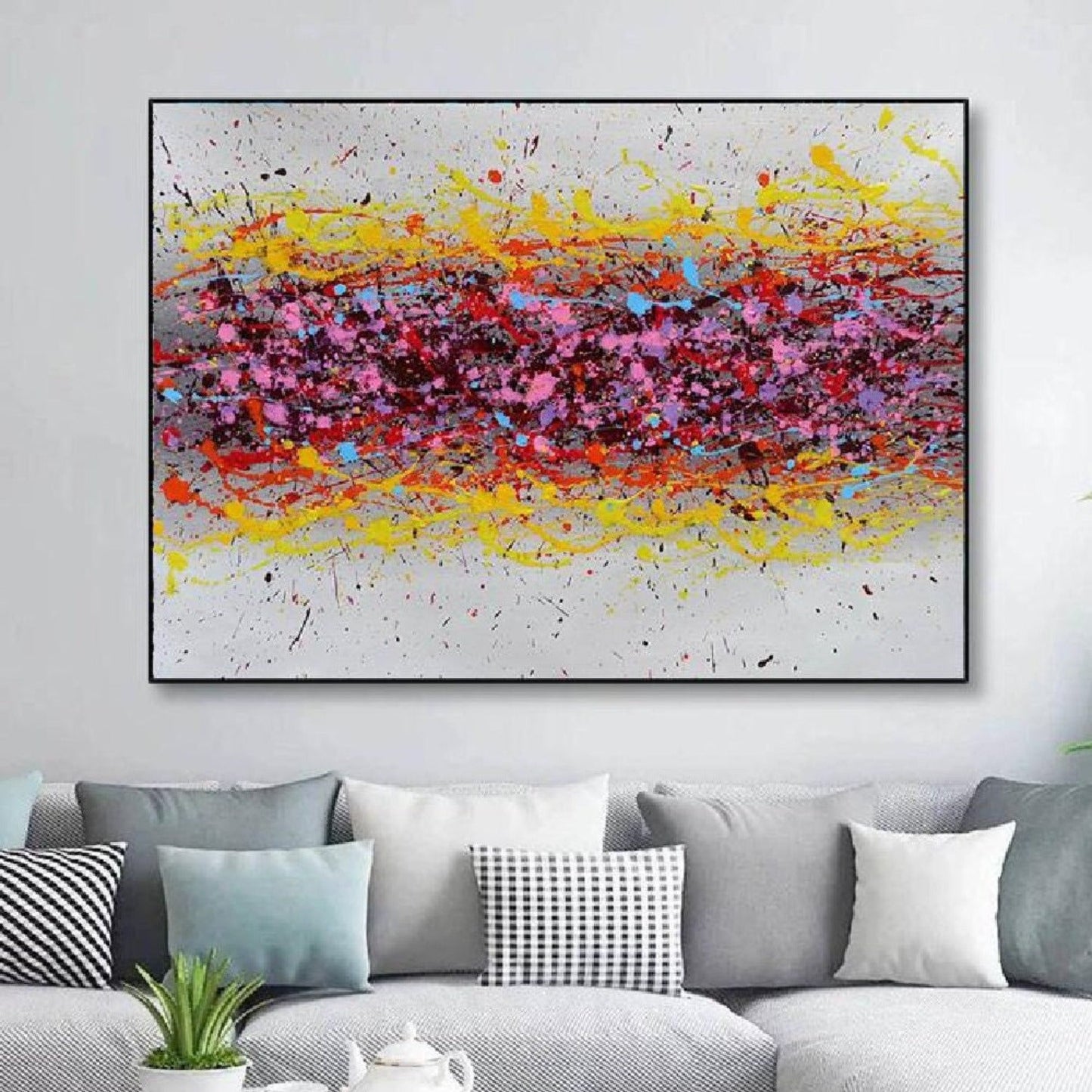 Acrylic Colourful Dripping Art Resembling Pollock's Style