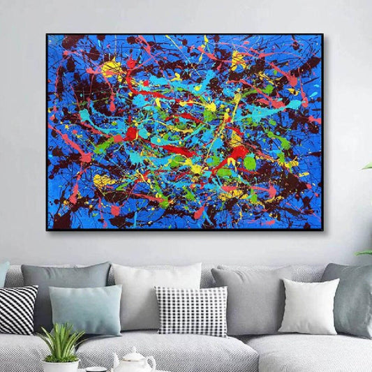 Blue Jackson Pollock Style Replica 100% Hand Painted Art