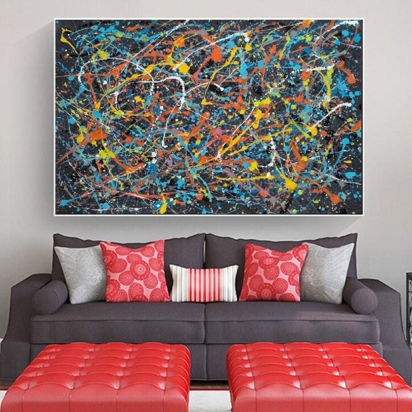 100% Hand Painted Abstract piece influenced by Pollock Artwork