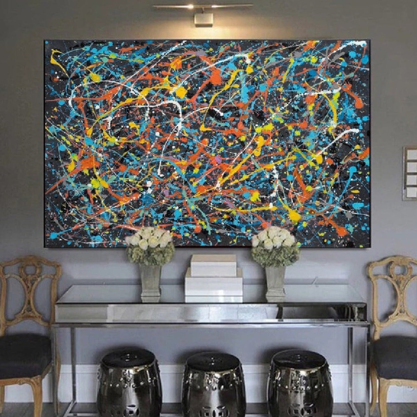 100% Hand Painted Abstract piece influenced by Pollock Artwork