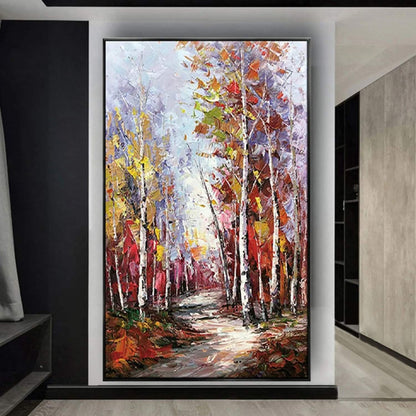 Autumn Birch Forest 100% Hand Painted Wall Art