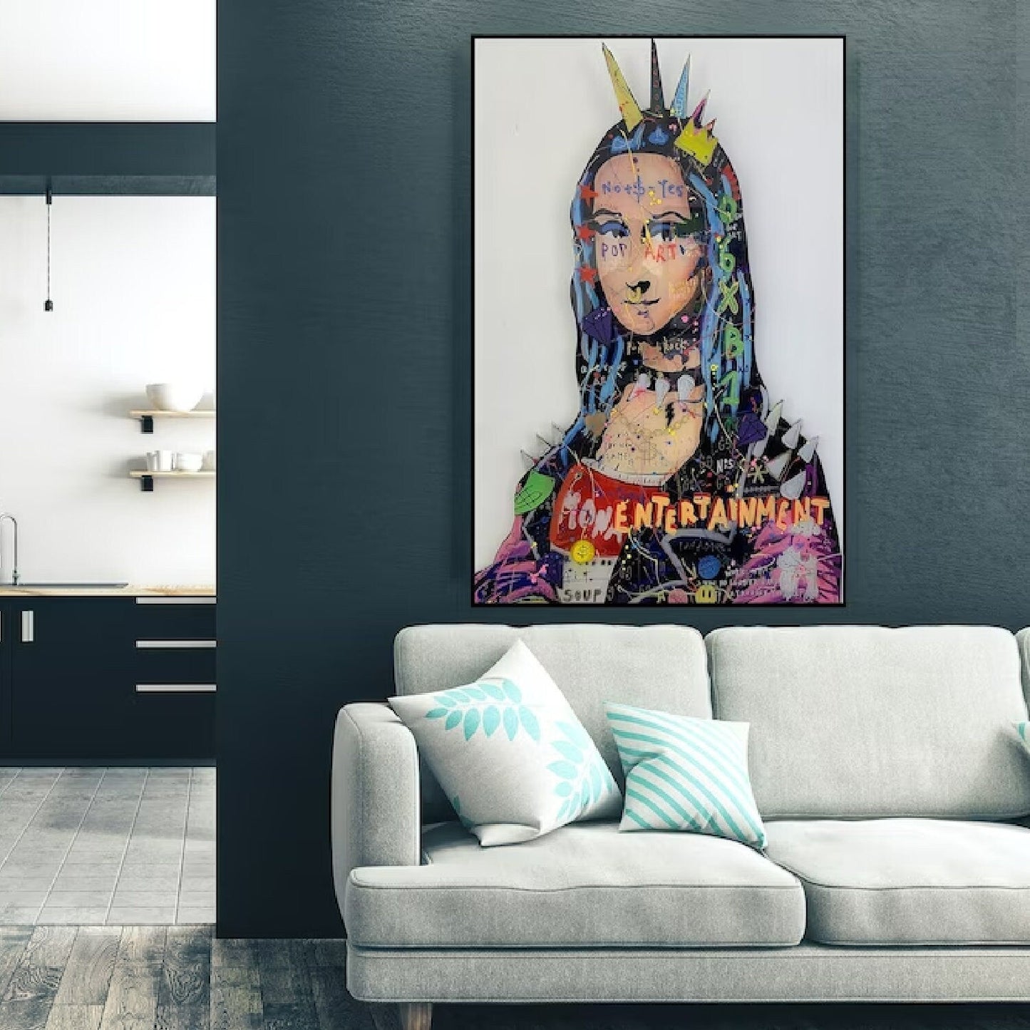 Mona Lisa Hand Painted Punk Version Graffiti Art