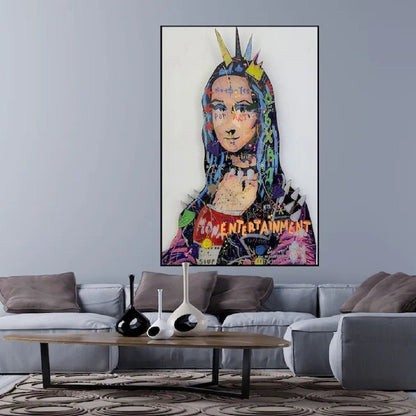 Mona Lisa Hand Painted Punk Version Graffiti Art