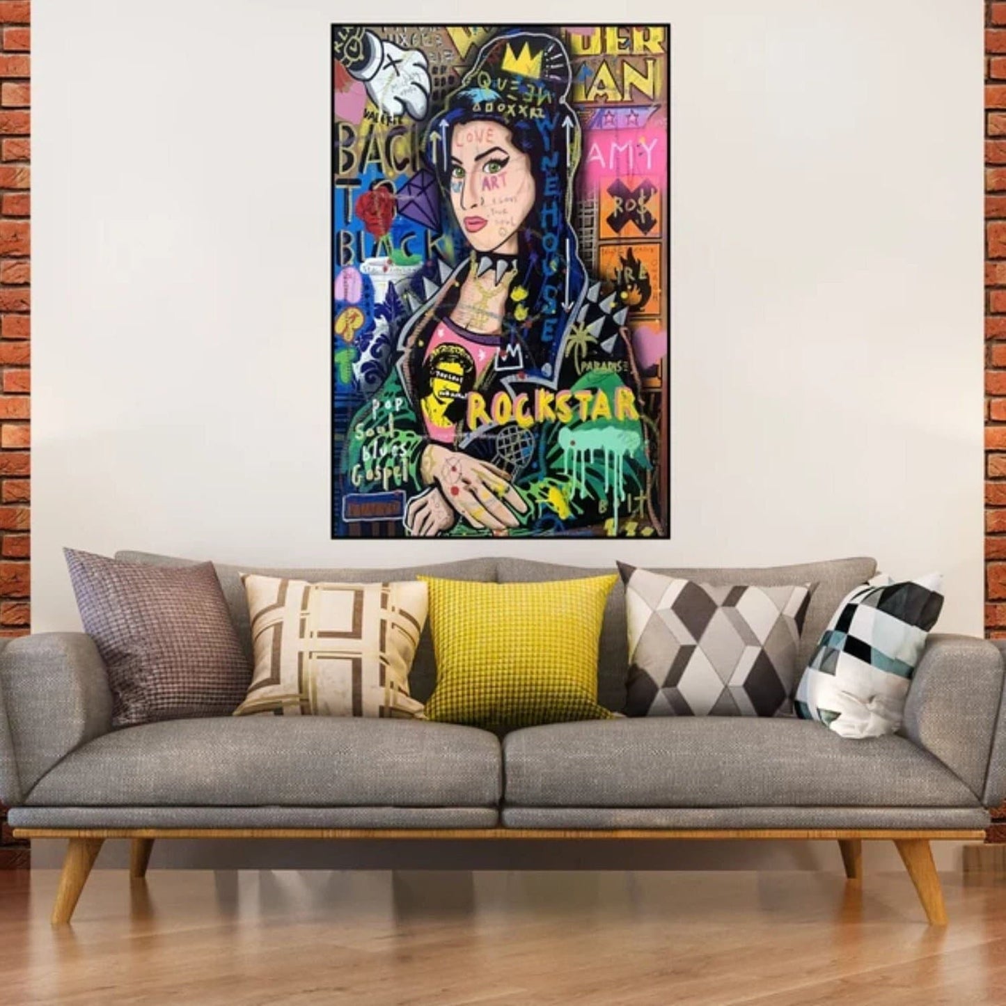 Banksy Style Colourful Amy Winehouse Pop Art Painting