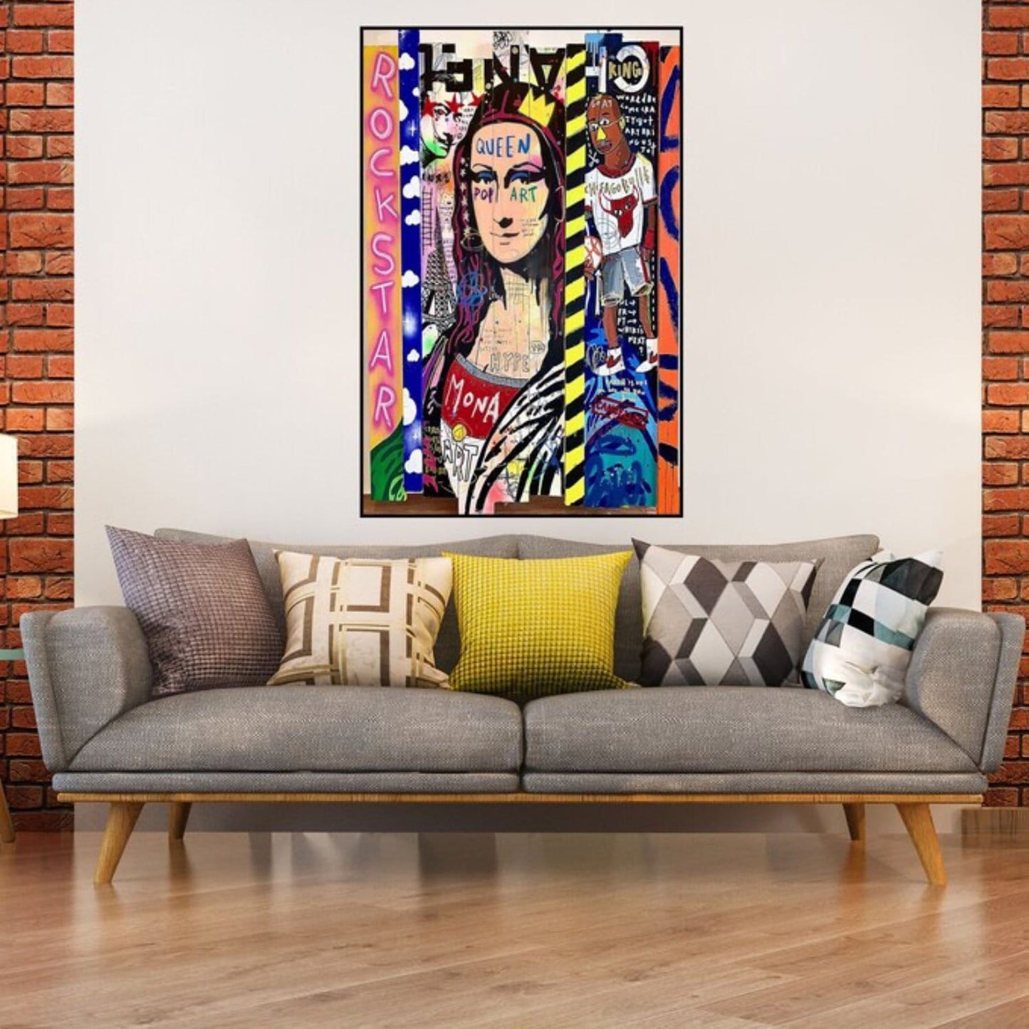 Colorful Mona Lisa 100% Hand Painted Graffiti Art