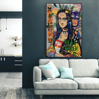 Graffiti Real Queen Mona Lisa Pop Wall Painting