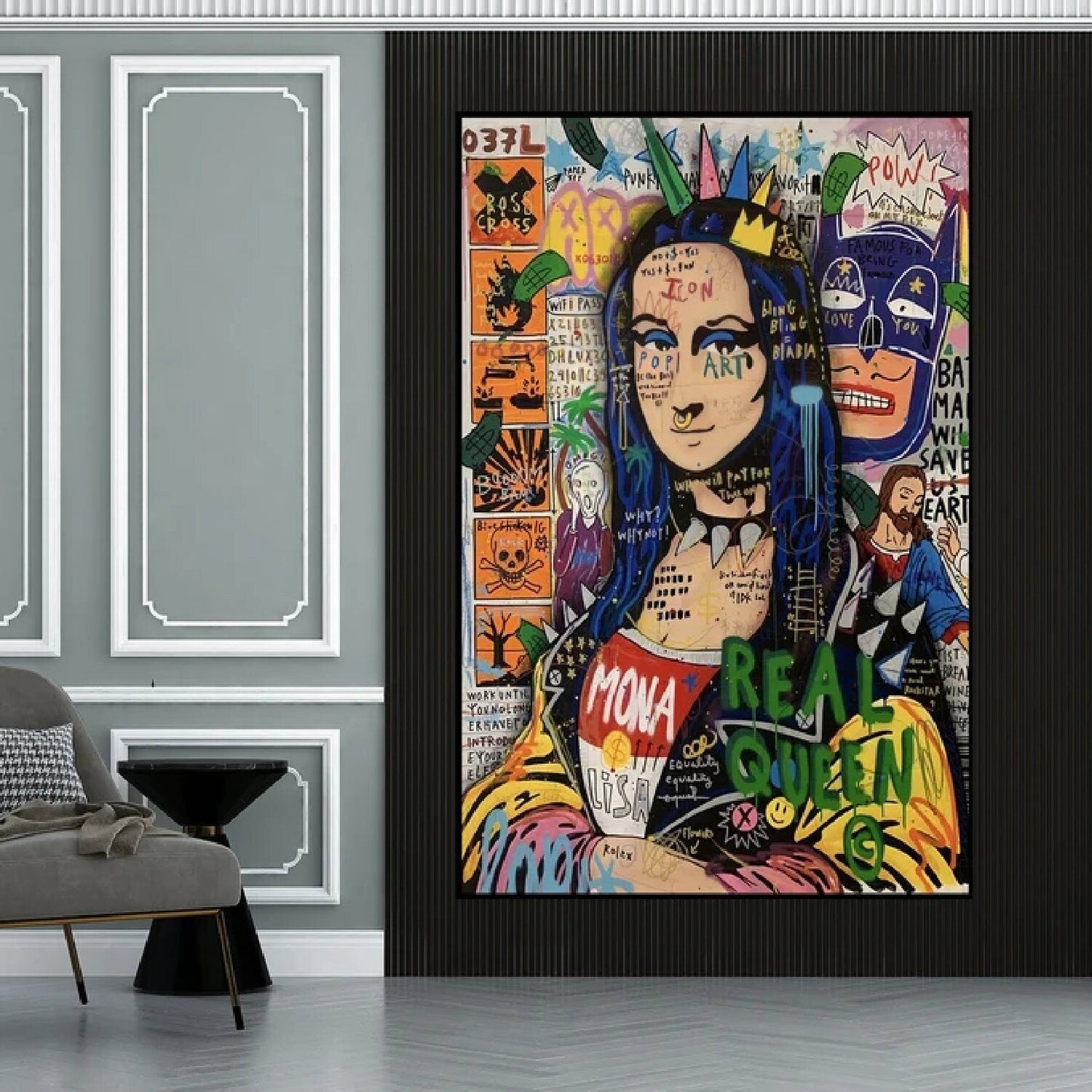 Graffiti Real Queen Mona Lisa Pop Wall Painting