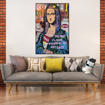 Famous Mona Lisa 100% Hand Painted Graffiti Art