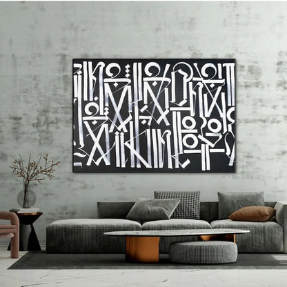 Black and White Retna Replica Calligraffiti Oil Painting